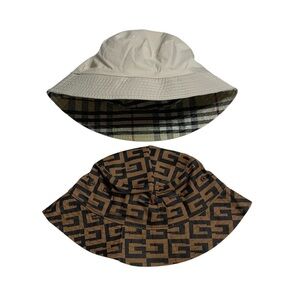 Beige and Brown Bucket Hats